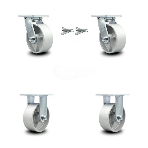 5 Inch Semi Steel Caster Set with Ball Bearings 2 Swivel Lock 2 Rigid SCC